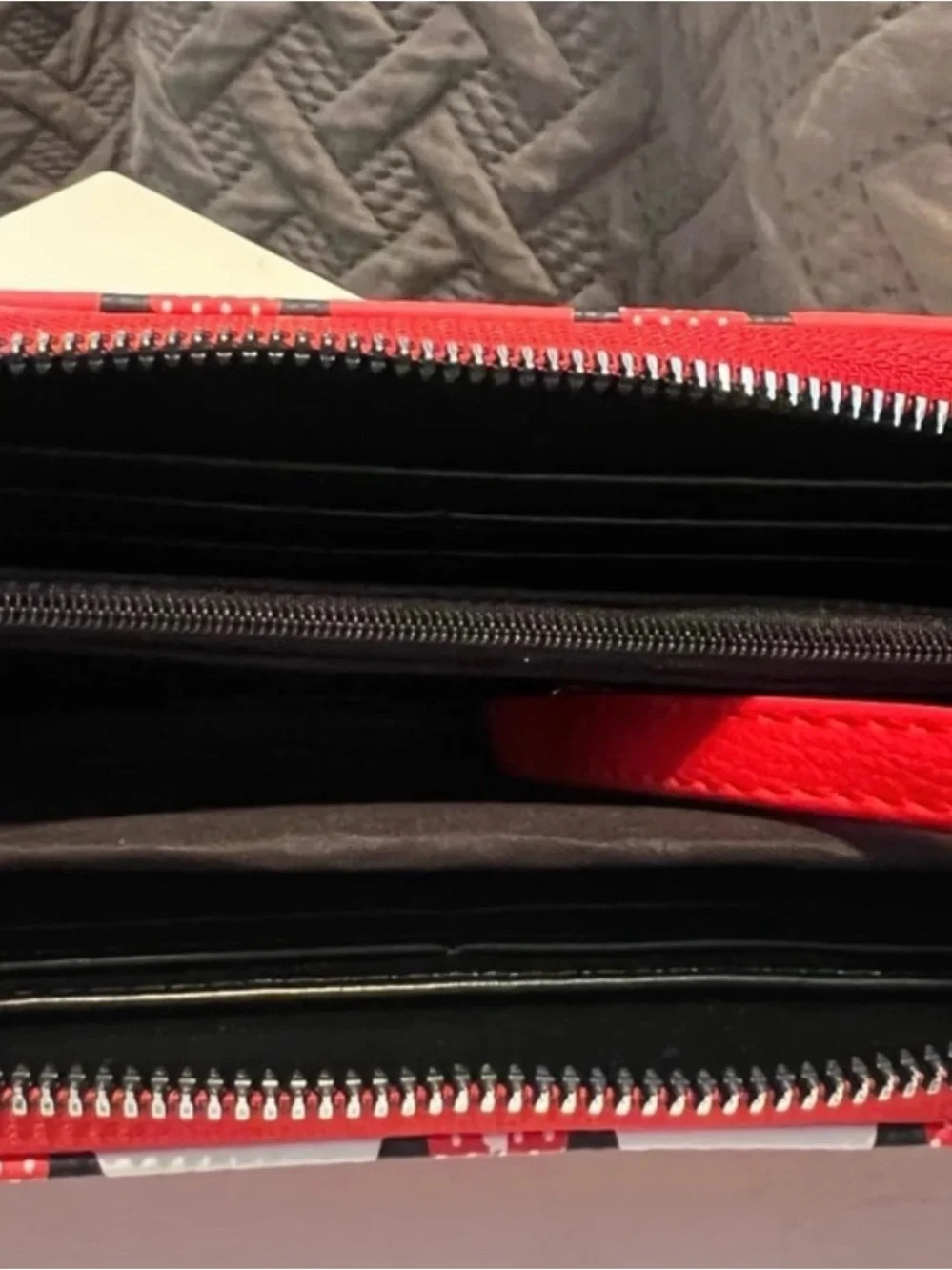 Disney Red and Black Minnie Mouse Stripe Wristlet